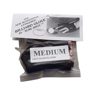 Billardhandschuh SureShot schwarz Größe M für Linkshänder